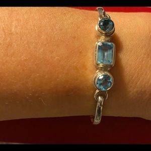 Natural Blue Topaz Bracelet 925 sterling silver bangle